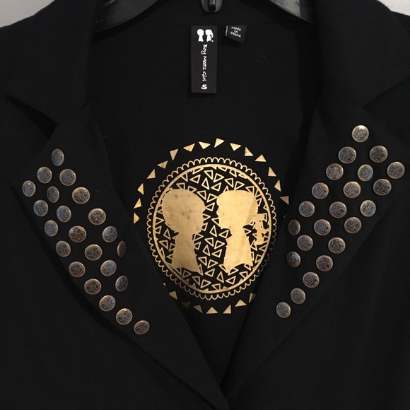 Gorgeous Boy meets Girl black studded blazer - Picture 2 of 5